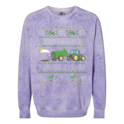 Spreading Christmas Cheer Farming Tractor Ugly Sweater Funny  Colorblast Crewneck Sweatshirt