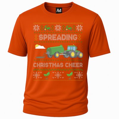 Spreading Christmas Cheer Farming Tractor Ugly Sweater Funny  Cooling Performance Crew T-Shirt