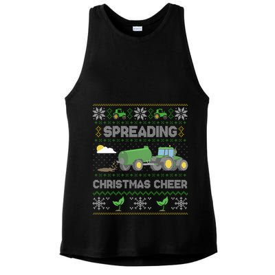 Spreading Christmas Cheer Farming Tractor Ugly Sweater Funny  Ladies PosiCharge Tri-Blend Wicking Tank