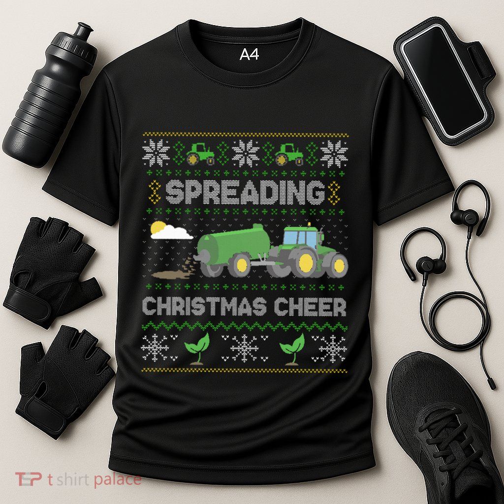 Spreading Christmas Cheer Farming Tractor Ugly Sweater Funny  Performance Shirt