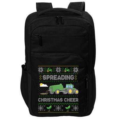 Spreading Christmas Cheer Farming Tractor Ugly Sweater Funny  Impact Tech Backpack