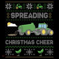 Spreading Christmas Cheer Farming Tractor Ugly Sweater Funny  7-Panel Snapback Hat