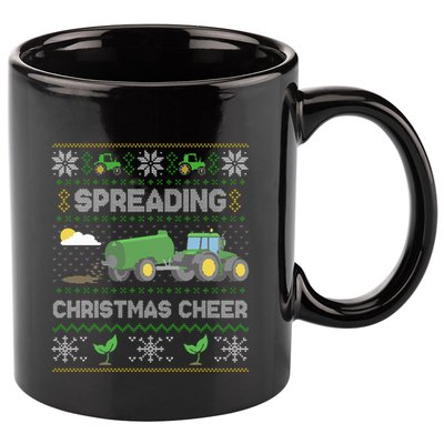Spreading Christmas Cheer Farming Tractor Ugly Sweater Funny  11oz C Handle Ceramic Mug