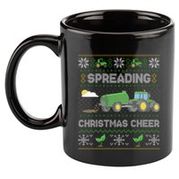 Spreading Christmas Cheer Farming Tractor Ugly Sweater Funny  11oz C Handle Ceramic Mug