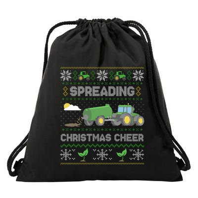Spreading Christmas Cheer Farming Tractor Ugly Sweater Funny  Drawstring Bag