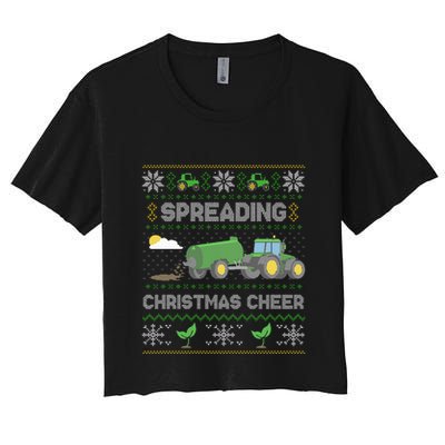 Spreading Christmas Cheer Farming Tractor Ugly Sweater Funny  Crop Top