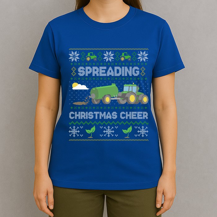 Spreading Christmas Cheer Farming Tractor Ugly Sweater Funny  T-Shirt
