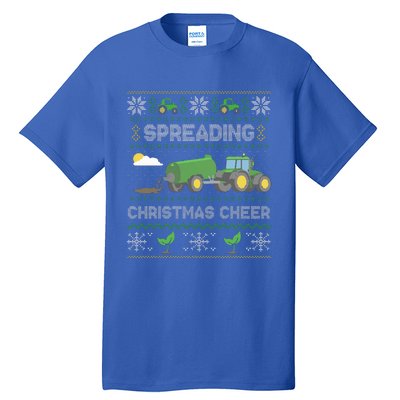 Spreading Christmas Cheer Farming Tractor Ugly Sweater Funny  Tall T-Shirt