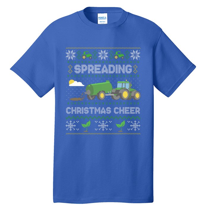 Spreading Christmas Cheer Farming Tractor Ugly Sweater Funny  Tall T-Shirt