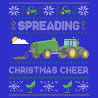 Spreading Christmas Cheer Farming Tractor Ugly Sweater Funny  Button