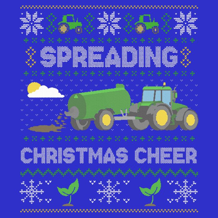 Spreading Christmas Cheer Farming Tractor Ugly Sweater Funny  Button