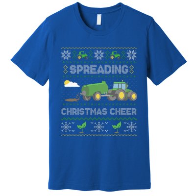 Spreading Christmas Cheer Farming Tractor Ugly Sweater Funny  Premium T-Shirt