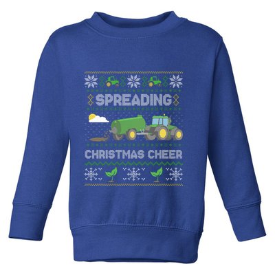 Spreading Christmas Cheer Farming Tractor Ugly Sweater Funny  Toddler Sweatshirt