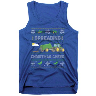 Spreading Christmas Cheer Farming Tractor Ugly Sweater Funny  Tank Top