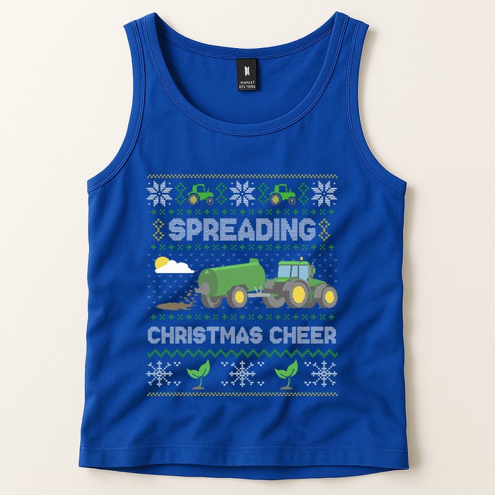 Spreading Christmas Cheer Farming Tractor Ugly Sweater Funny  Tank Top