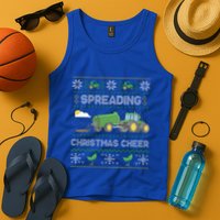 Spreading Christmas Cheer Farming Tractor Ugly Sweater Funny  Tank Top