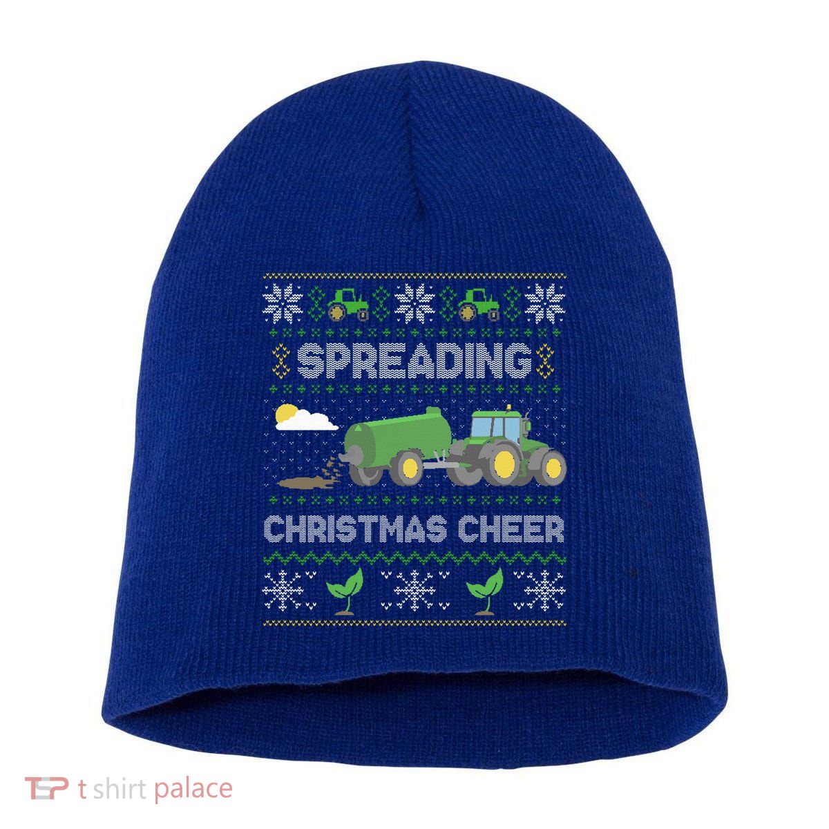 Spreading Christmas Cheer Farming Tractor Ugly Sweater Funny  Short Acrylic Beanie
