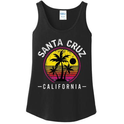 Santa Cruz California Sunset 70s 80s Surfer Summer Sun Ladies Essential Tank