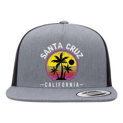 Santa Cruz California Sunset 70s 80s Surfer Summer Sun Flat Bill Trucker Hat