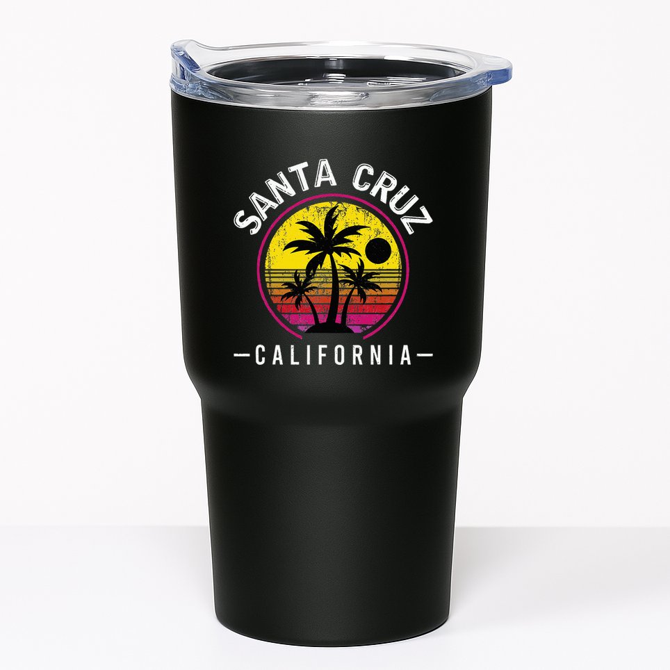 Santa Cruz California Sunset 70s 80s Surfer Summer Sun Tumbler