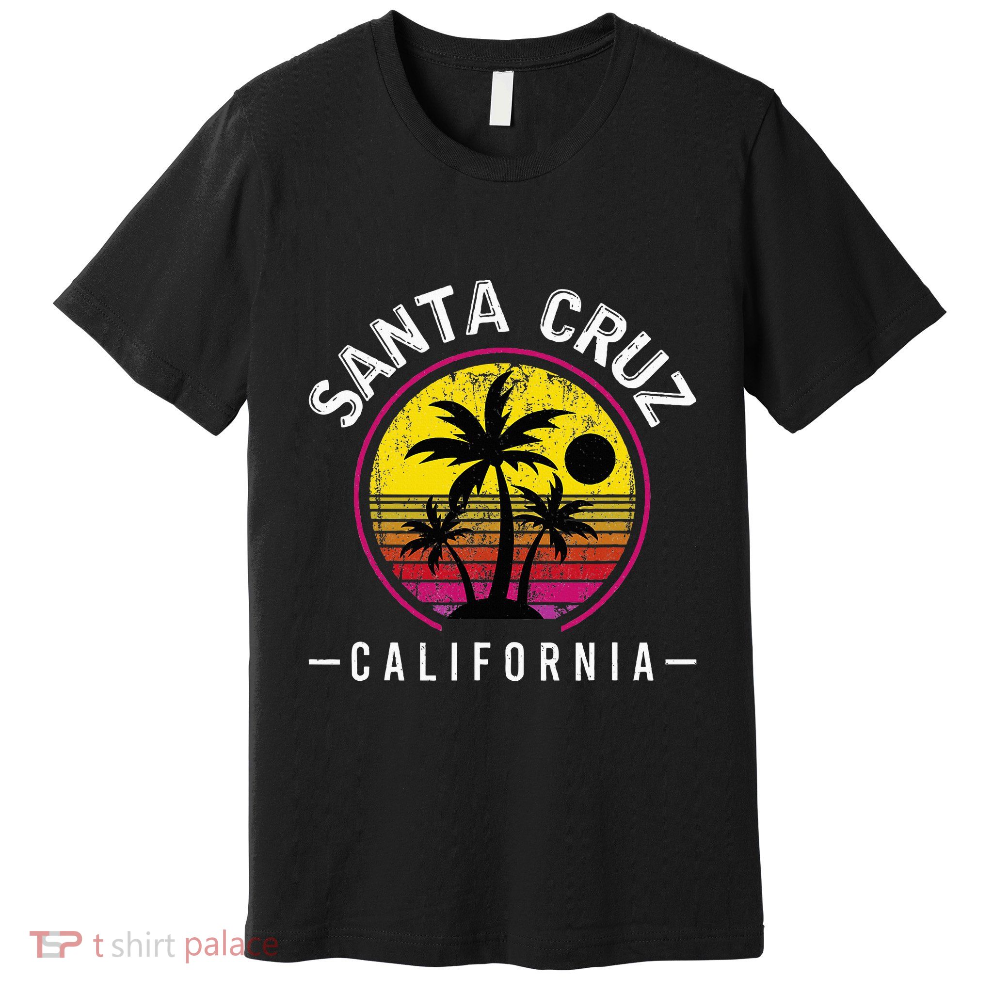 Santa Cruz California Sunset 70s 80s Surfer Summer Sun Premium T-Shirt
