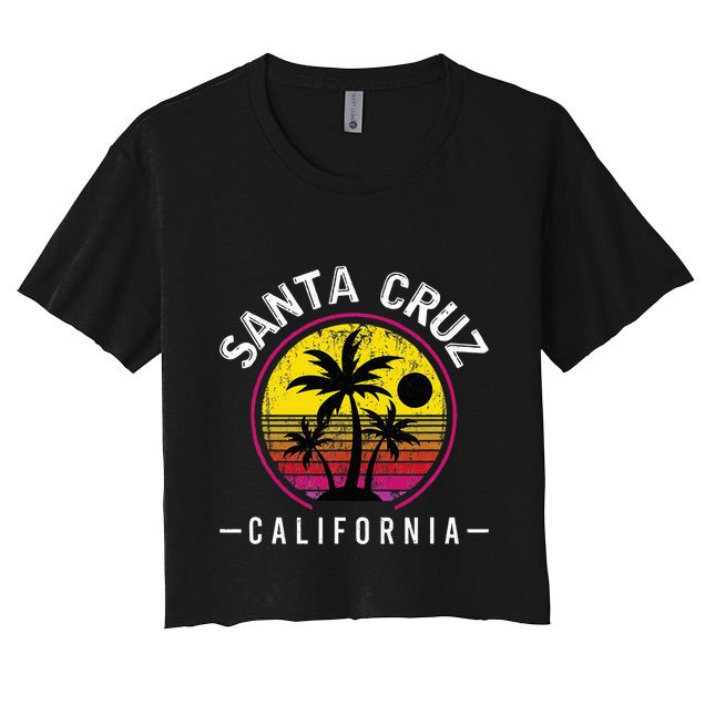 Santa Cruz California Sunset 70s 80s Surfer Summer Sun Crop Top