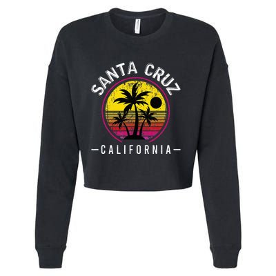 Santa Cruz California Sunset 70s 80s Surfer Summer Sun Cropped Pullover Crew