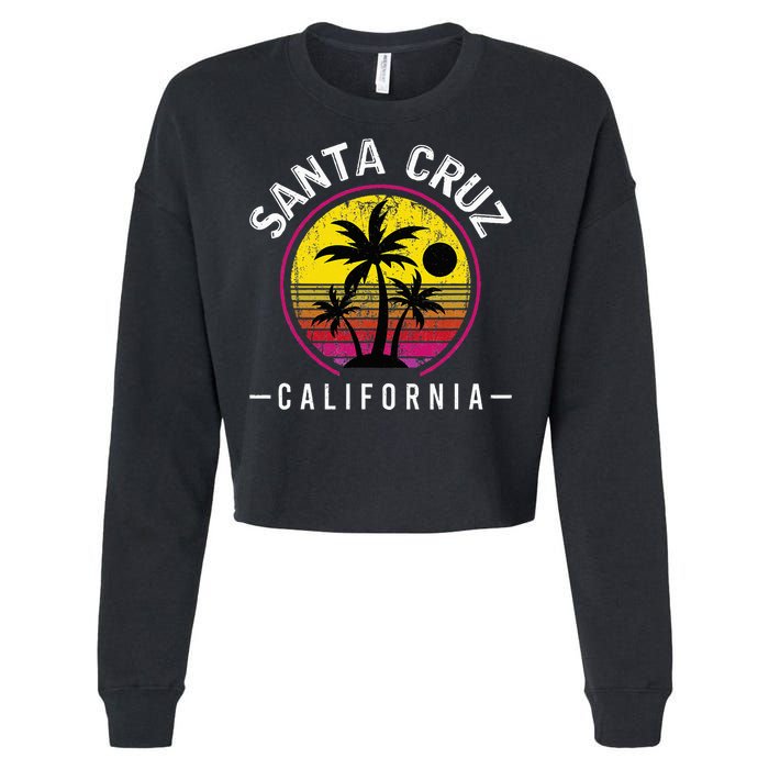 Santa Cruz California Sunset 70s 80s Surfer Summer Sun Cropped Pullover Crew