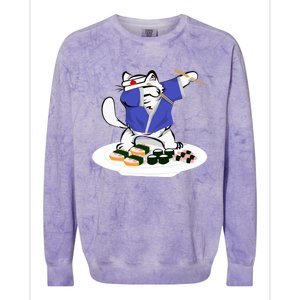 Sushi Chef Cute Gift Dabbing White Cat Cool Gift Colorblast Crewneck Sweatshirt