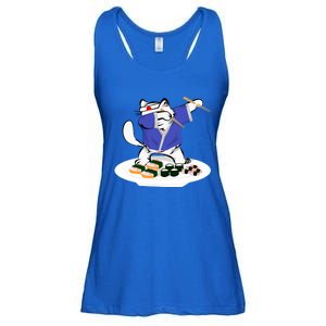 Sushi Chef Cute Gift Dabbing White Cat Cool Gift Ladies Essential Flowy Tank