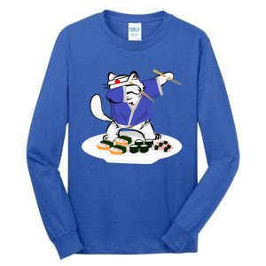 Sushi Chef Cute Gift Dabbing White Cat Cool Gift Tall Long Sleeve T-Shirt