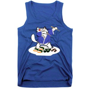 Sushi Chef Cute Gift Dabbing White Cat Cool Gift Tank Top