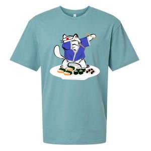 Sushi Chef Cute Gift Dabbing White Cat Cool Gift Sueded Cloud Jersey T-Shirt