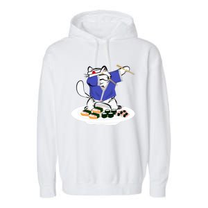 Sushi Chef Cute Gift Dabbing White Cat Cool Gift Garment-Dyed Fleece Hoodie