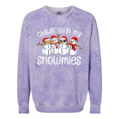 Snowman Christmas Chillin With My Snowmies Ugly Gift Colorblast Crewneck Sweatshirt