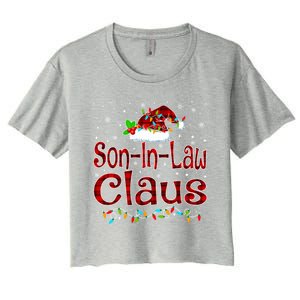 Soninlaw Claus Christmas Pajama Matching Family Xmas Light Gift Women's Crop Top Tee