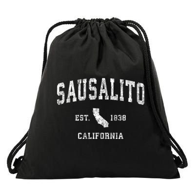 Sausalito California Ca Vintage Athletic Sports Drawstring Bag