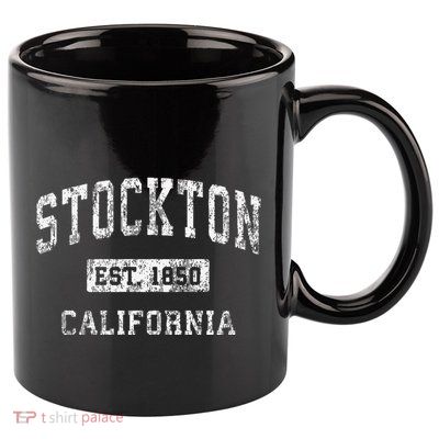 Stockton California Ca Vintage Established 11oz C Handle Ceramic Mug