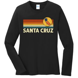 Santa Cruz California State Flag United States Of America Ladies Long Sleeve Shirt