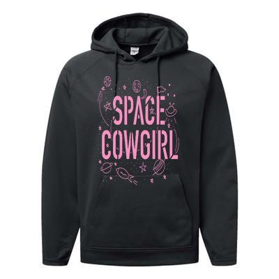 Space Cowgirl  Cow  70s Disco Preppy Cowgirl Performance Fleece Hoodie