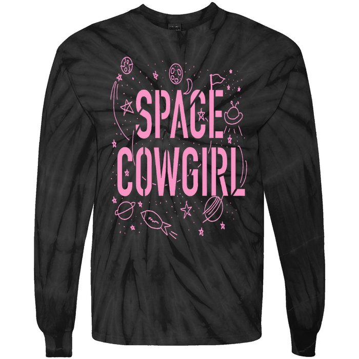 Space Cowgirl  Cow  70s Disco Preppy Cowgirl Tie-Dye Long Sleeve Shirt