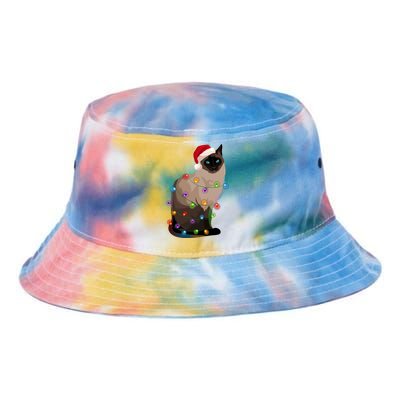 Siamese Cat Christmas Lights Xmas Cat Lover Great Gift Tie Dye Newport Bucket Hat