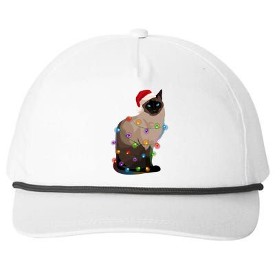 Siamese Cat Christmas Lights Xmas Cat Lover Great Gift Snapback Five-Panel Rope Hat