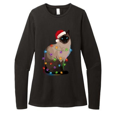 Siamese Cat Christmas Lights Xmas Cat Lover Great Gift Womens CVC Long Sleeve Shirt