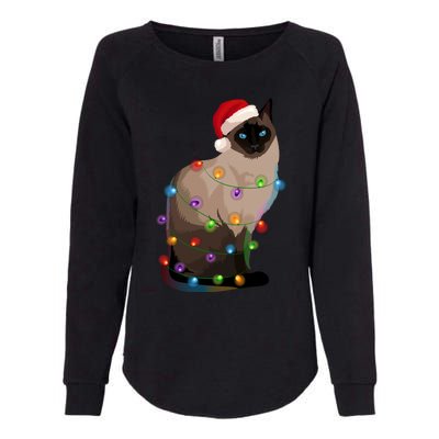 Siamese Cat Christmas Lights Xmas Cat Lover Great Gift Womens California Wash Sweatshirt