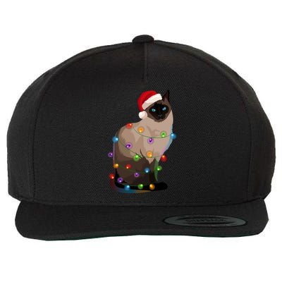 Siamese Cat Christmas Lights Xmas Cat Lover Great Gift Wool Snapback Cap