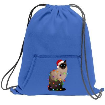 Siamese Cat Christmas Lights Xmas Cat Lover Great Gift Sweatshirt Cinch Pack Bag