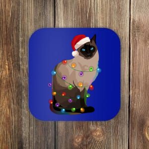 Siamese Cat Christmas Lights Xmas Cat Lover Great Gift Coaster