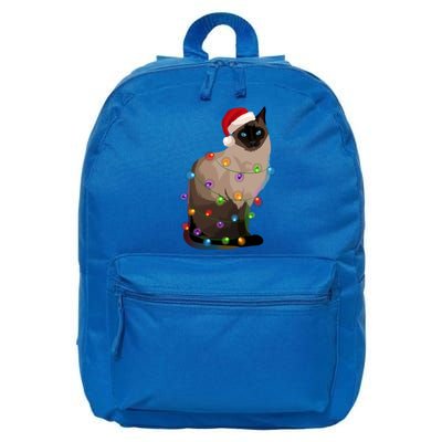 Siamese Cat Christmas Lights Xmas Cat Lover Great Gift 16 in Basic Backpack