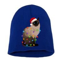 Siamese Cat Christmas Lights Xmas Cat Lover Great Gift Short Acrylic Beanie